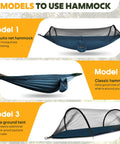 Ultra Light Travel Hammock With Pop Up Net 660Lb Capacity Breathable Quick Dry Parachute Nylon Includes 2 Carabiners And Tree Straps