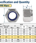 Badass M8 Nylock Nuts 90 Pack Stainless Steel Locking Nuts With Nylon Insert Rust Resistant Heavy Duty Metric Hardware detailed specifications