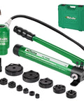 Fifteen Ton Heavy Duty Hydraulic Knockout Punch Kit One Half Inch To Four Inch Type D Punch And Die Set displayed with case