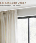 Built Tough Ceiling And Wall Mount Curtain Track System 9 To 12 Ft White With curtains by window showcasing blackout feature
