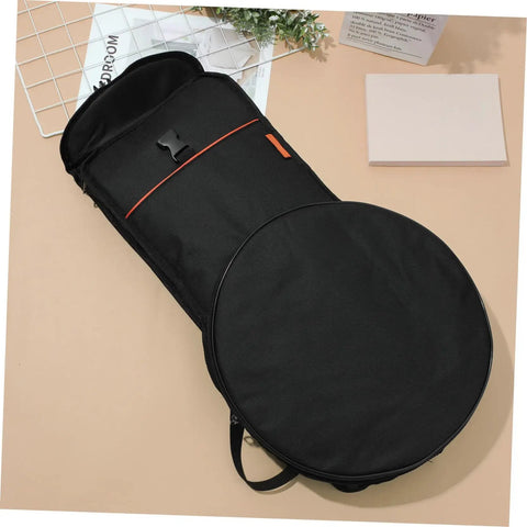 Flat Out Rugged Oxford Drum Pouch Waterproof Percussion Storage Case Built Boss Level For Studio Jams Gig Dates Weekend Campouts And Travel Hauls Black, top view showcasing black pouches and circular design.