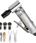 Solid Right Angle Air Die Grinder Running A Kickin 20000 Rpm Free Speed Smooth for polishing with dual collet sizes and exhaust.