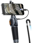 Two-Way Articulating Borescope With Light USB-C Endoscope Inspection Camera, 5ft Semi-Rigid Flexible Snake Scope connected to phone