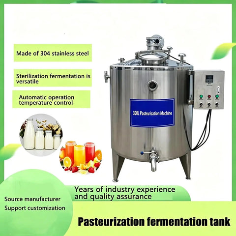 Industrial Grade Heavy Duty 500 Liter Milk Pasteurizer Machine With Plug And Play Temp Controls And Rugged Stainless Steel Build For Zero Hassle Dairy Operations, 300L stainless steel pasteurization fermentation tank.