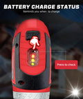 Battery charge indicator on Badass Cordless Electric Screwdriver Drill Set, showing status lights for easy checking.