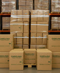Bulk White Cotton Wiping Rags Made From Premium T Shirt Material Lint Free Cleaning Cloths boxes stacked in warehouse