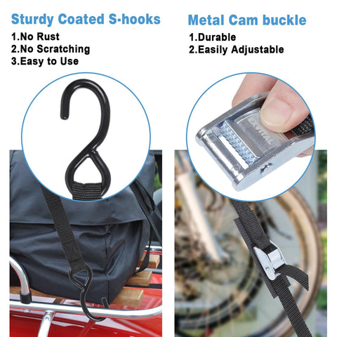 Heavy Duty Tie Down Straps With Hook Cam Buckle 1 Inch By 8 Feet 1200 Lb Break Strength 400 Lb Working Load, S-hooks, and cam buckle