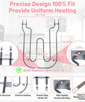 Heavy Duty Oven Broil Heating Element Replacement For KitchenAid And Whirlpool Ranges Stoves Ovens Fits WP9760774 Replaces 8301514