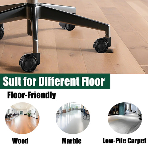 2 Inch Dual Wheel Office Chair Caster Wheels Replacement PU For Carpet And Hardwood Floors Universal Stem fitted on chair