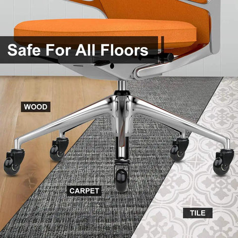 Heavy Duty 2 Inch Chair Caster Wheels Set Of 5 With Plug In 7/16 Inch Stem 7/8 Inch Length on wood, carpet, tile