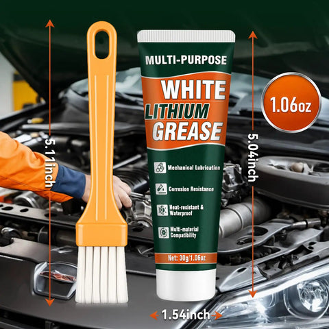 Lithium Grease Tube With Brush, Multi Purpose Lithium Lubricant For Hinges, Bearings, Gears And Chains displayed in car engine