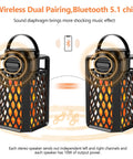Lit LED Atmosphere Speaker 2 Pack Waterproof Outdoor Bluetooth Speaker With Torch Light And LED Lantern