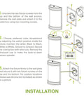 Installation guide for LED Outdoor Wall Mount Light Fixture In Oil Rubbed Bronze Finish, showing assembly and wiring instructions