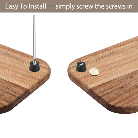 Premium Rubber Feet For Cutting Boards And Desk Furniture, Non Slip Bumpers With Heavy Duty Screws, 24 Piece Set installation example.