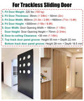Trackless Sliding Door Kit With Soft Close For Wooden Doors Concealed Top Rail System For Closet Doors Ghost Barn Hardware shown installed with a floating-door effect in modern home interior.