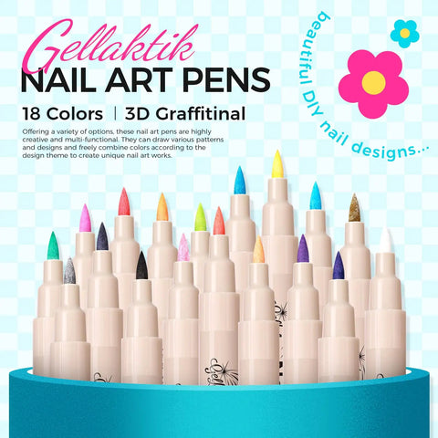 Dope 18 Color 3D Nail Art Pens Set With 0.7mm Tip in holder for DIY nail design dotting drawing and painting