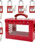 Lockout Tagout Box Kit With Five Loto Locks Portable Safety Station Built Tough Steel Box With Clear Acrylic Sides