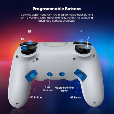 Pro Wireless Controller For PS5 And PC With Turbo Macro Back Buttons Dual Vibration Motion Control USB C Charging