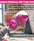 Triple Inserts PVC Pipe Reamer Kit With Fitting Saver 9 Piece Set Plus 2 Replacement Carbide Inserts for 1/2 inch drill use