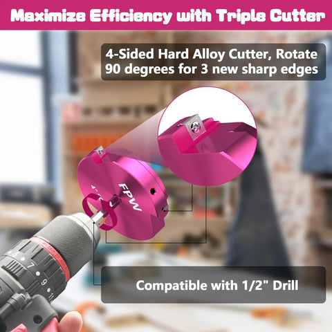 Triple Inserts PVC Pipe Reamer Kit With Fitting Saver 9 Piece Set Plus 2 Replacement Carbide Inserts for 1/2 inch drill use