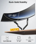 Built Tough Heavy Duty Dual Monitor Arm Stand With Full Motion Adjustment fits 17 to 32 inch screens with 20 lbs support.