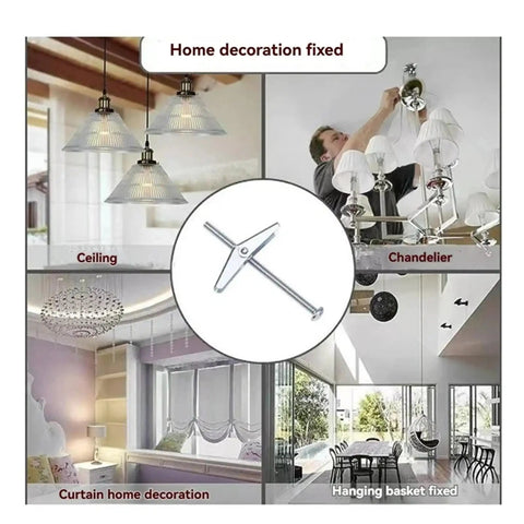 Heavy Duty Drywall Toggle Bolts Kit 100 Pcs One Eighth Inch Anchors For Hanging Stuff Like Frames Lights Curtains Home Renovation Easy Install Universal Fit Hollow Walls Strong Secure Mounts For Quick Setup And Secure Holds, ceiling and chandelier use