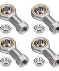 Set Of 4 8mm Rod End Bearings M8x1.25 Left Hand Thread Female Cast Iron Rod End Joints With Jam Nut Copper Plated Cage, four-pack