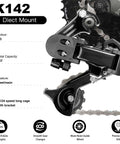 Image showing the K142 Six Seven Speed Rear Derailleur Hanger Mount for MTB, cruiser, and commuter bikes in black aluminum.