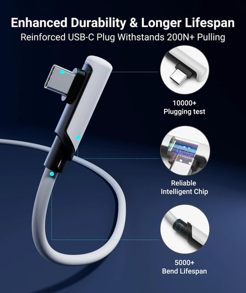 Long USB 3.0 Link Cable for Meta Quest 3 3S 2 and Pico 4 16 Feet Connect Your Headset to PC for SteamVR and PC VR Fast Wired Performance Not for Charging, reinforced USB-C plug