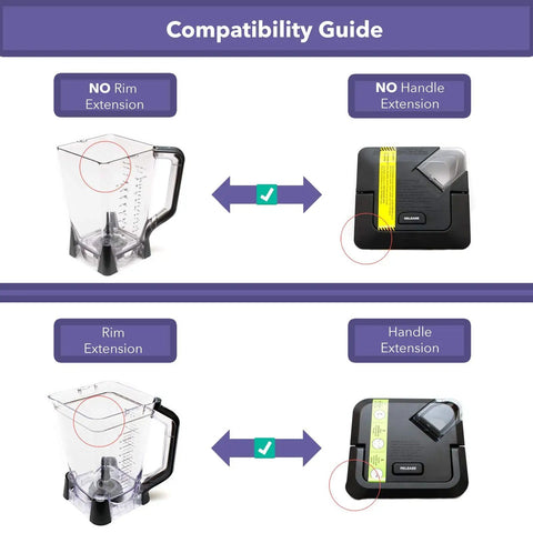 Replacement Lid With Handle Extension For Ninja BL770 Blenders, Fits Only Newer Pitchers With Extended Rim, OEM Quality, No Fuss Easy Lock, Durable Kitchen Upgrade