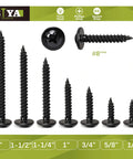 Heavy Duty Black No 8 X 2 Inch Truss Head Wood Screws, 100Pcs Self Tapping Phillips Screws With Zinc Oxide Coating for Woodworking