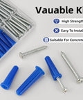 All In One Concrete Anchors And Screws Kit For Masonry Projects, 180 Piece Set with visible anchors and screws, easy to install.