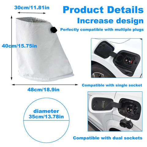 No Fuss Magnetic Ev Charger Rain Cover Waterproof Snowproof Sun Shield For Universal Stations, detailed dimensions and compatibility.