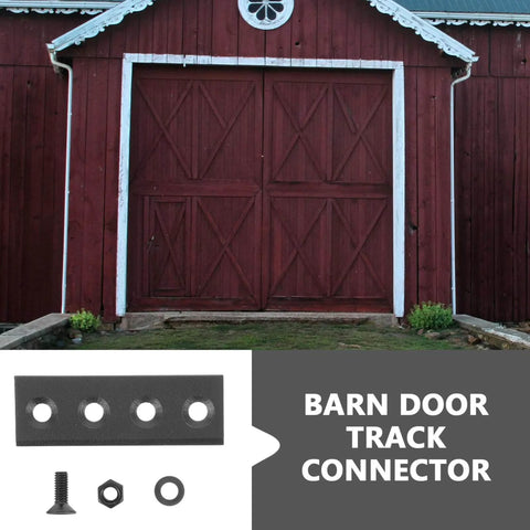 Heavy Duty Sliding Barn Door Hardware Connector Track Bracket Set For Strong Rail Support Easy Install Black Finish Versatile