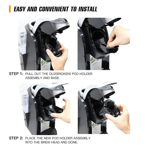 Full Assembly Replacement Pod Holder Needle Kit For All Keurig 2.0 Coffee Makers installation steps with hands visible