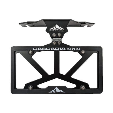 Flipster V3 Winch Plate Mounting System For 4x4s Featuring Hawse Roller And Recessed Fairlead Compatibility Stainless Hardware High Torque Hinge UV Rated Powder Coat Finish Built To Take On Tough Trails Fits Standard 10 Inch Winch Fairleads, black steel mount