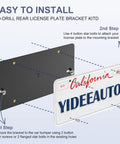 Installation illustration for Audi Rear License Plate Bracket Holder Fits A3 S3 RS3 A4 S4 RS4 A5 S5 RS5 A6 S6 RS6 A7 S7 RS7 Q3 Q5 SQ5 Q4 e-tron 2011-2025 2004-2025 Car Tag Frame Mounting Kit