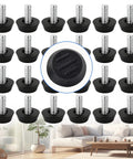 24 Pack Heavy Duty M6 Threaded Furniture Levelers Screw In Adjustable Leveling Feet with Galvanized Iron and Black Plastic Bases