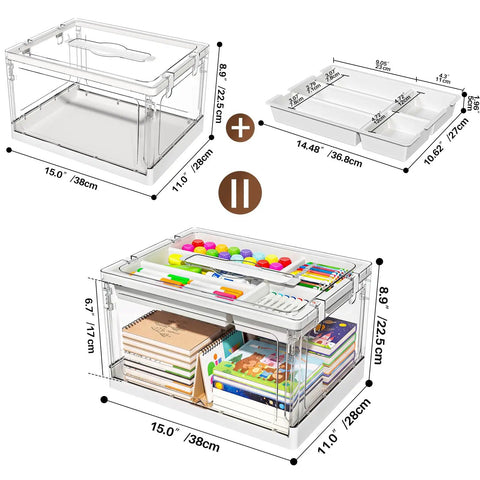 24 Quart Clear Plastic Storage Bins 2 Pack Double Layer Craft Organizer With Divided Sections For Sewing Supplies Keepin Your Hobby Corner Super Tidy Zero Grind Game Changer Setup
