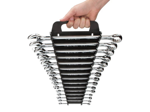 Beefy 15 Piece SAE Combination Wrench Set With Angled Open End For Tight Spaces 1/4 Inch To 1 Inch Sizes Plus Holder Shop Ready Gear For Your Home Garage Or Pro Shop