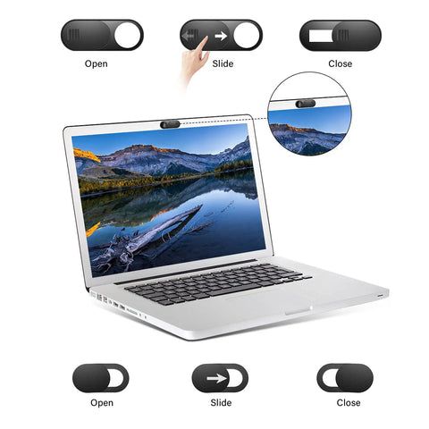 Super Slick 12 Pack Webcam Privacy Slides Shield Laptop Desktop Phone Cameras From Hackers And Dust Ultra Thin showcase of slide mechanism.