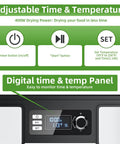 Digital control panel of Straight Up Stainless Steel Food Dehydrator For Real Deal Jerky Drying displaying time and temperature settings.