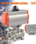 Three Quarter Inch Pneumatic Ball Valve Actuator Stainless Steel Rock-Solid Three-Piece, industrial background, DN20, 3/4 inch