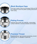 Push To Connect Pneumatic Fittings Half Inch Tube Outer Diameter And Half Inch NPT Thread set details on cap, plating, and thread