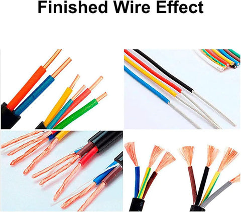 Finished wire effect showcasing various colored cables with copper strands from Industrial Heavy Duty Electric Automatic Wire Stripping Machine For 1.2-4mm Cable Twisting And Cutting With Fullmetal Build Fast Stripper Tool.