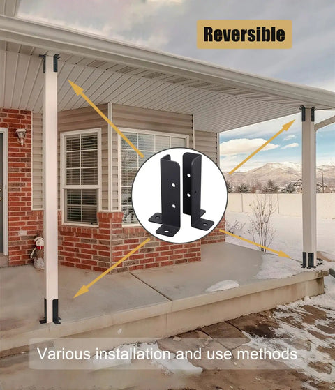 Tough As Nails Heavy Duty Adjustable Deck Post Base Brackets Kit For 1.5x1.5 2x2 2x4 And 4x4 Wood Posts Reversible Black Powder Coated Steel For Fence Pergola Railing Mailbox Support And Half Column Design