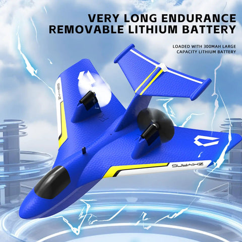 Remote Control Airplane Toy With Lights For Water And Land Gravity Gliders RC Plane With removable battery in blue