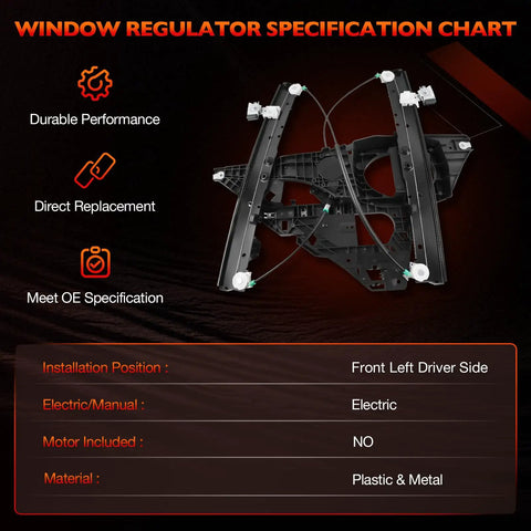 Front Left Driver Side Window Regulator With Panel Without Motor For Ford Expedition And Lincoln Navigator 2007 2017 OEM Replacement Parts 749-542 Direct Fit, plastic and metal