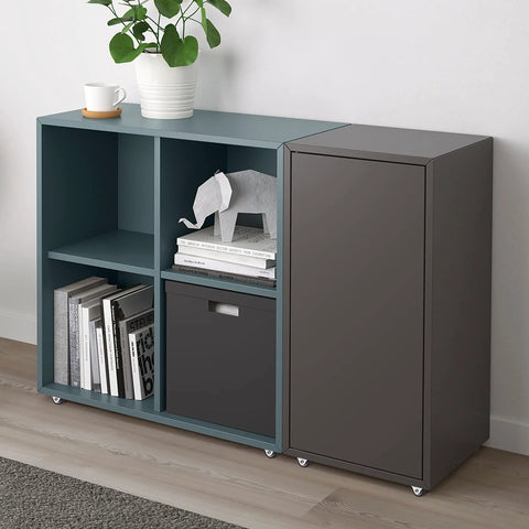 Cabinet with storage shelves on 4 Pack 1 Inch Rigid Caster Wheels Low Profile Top Plate Fixed Casters For Cabinets Drawers Trundle Beds And Furniture Chrome Plated Steel Construction With TPE Silent Wheels Mounting Height 1.1 Inches Wheel Diameter 1 Inch Load Capacity 106 Lbs Total
