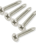 Heavy Duty Satin Nickel Door Hinge Wood Screws Number 9 X 1-1/2 Inch solid alloy steel screws in a pack of five.